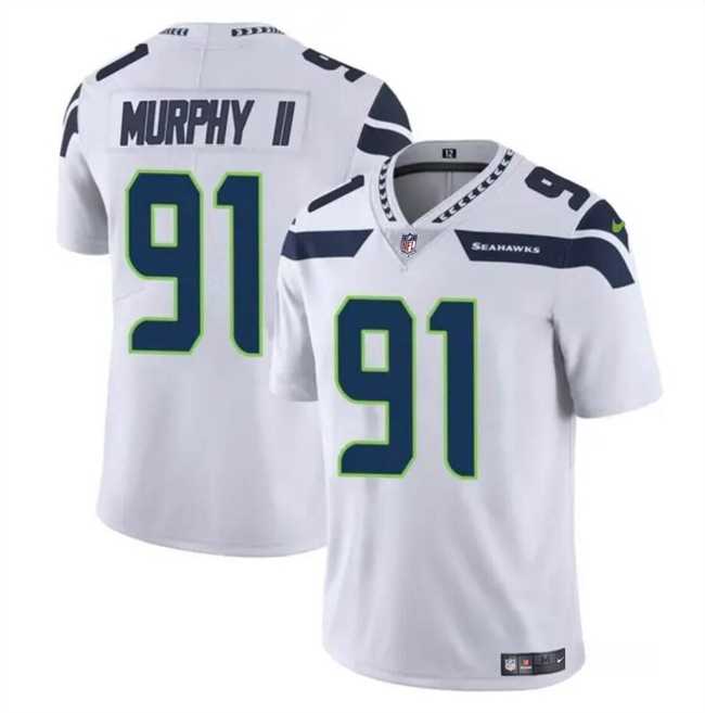 Men & Women & Youth Seattle Seahawks #91 Byron Murphy II White 2024 Draft Vapor Limited Stitched Jersey